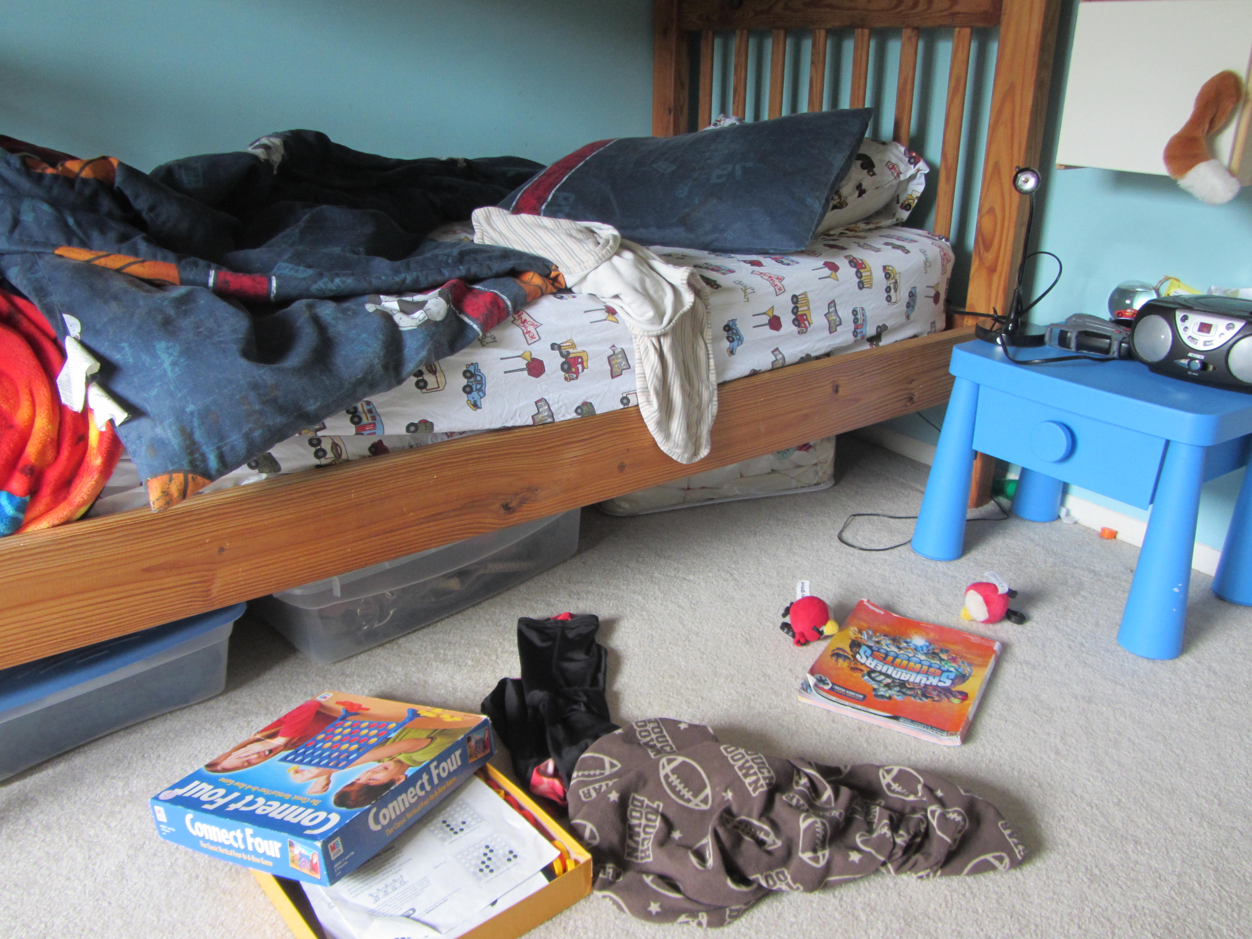 messy kids bed