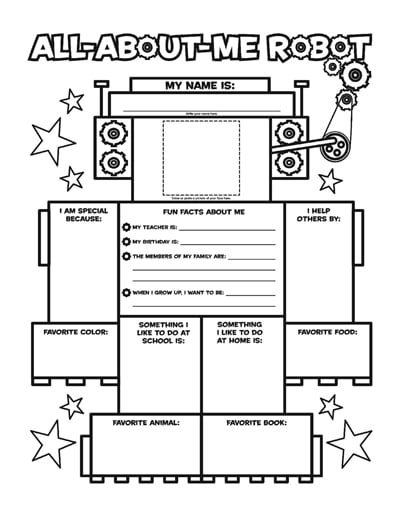 All About Me Robot: Fill-in Poster | Worksheets ...