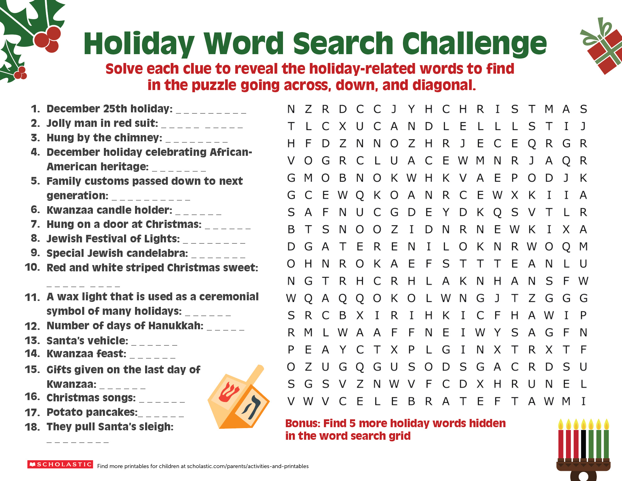 A Happy Holiday Word Search Worksheets Printables Scholastic Parents