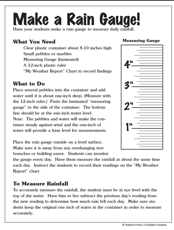 Make a Rain Gauge | Worksheets & Printables | Scholastic | Parents