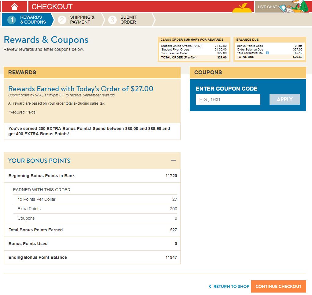 Your Bonus Point Balance