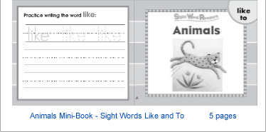 Animals Mini-Book – Sight Words Like and To