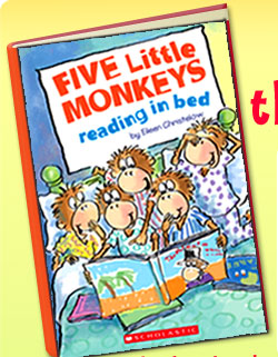 Five Little Monkeys reading in bed