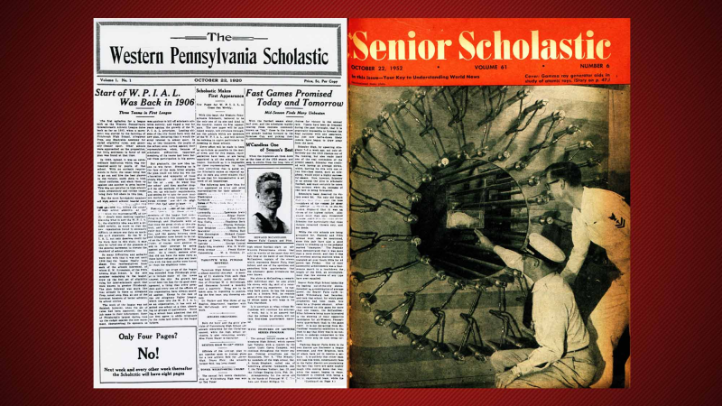 A sample of Scholastic magazine covers from the mid-1900s