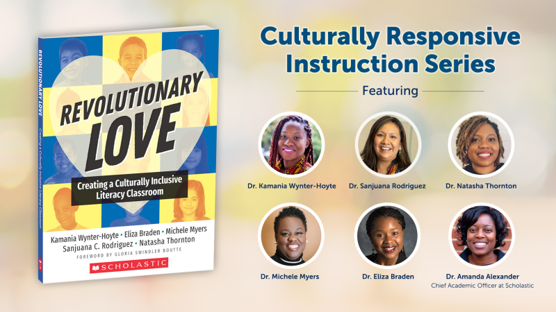 Image of authors, moderator and book cover