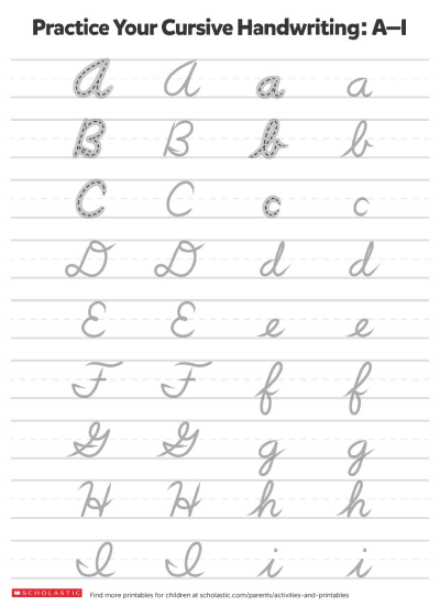 cursive handwriting styles