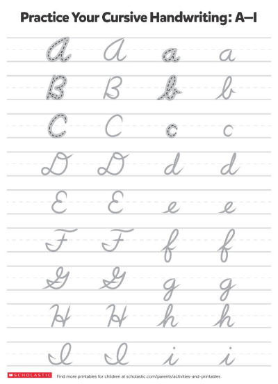 Handwriting Chart Printable