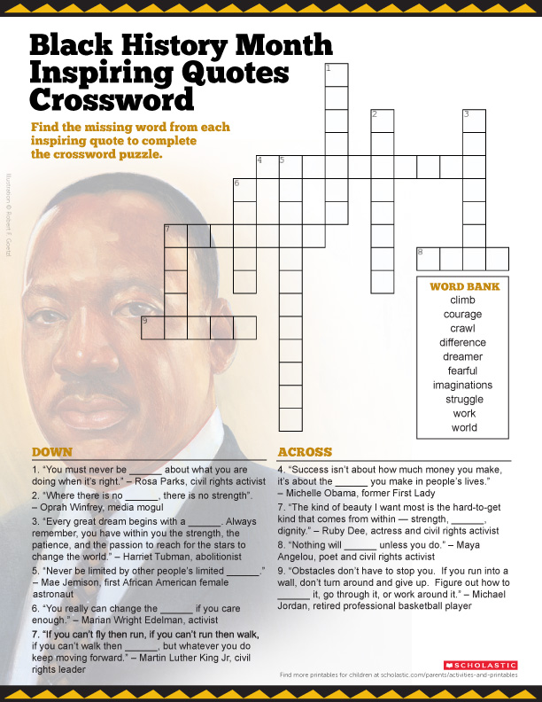 A Crossword of Quotes by Historical African Americans | Scholastic