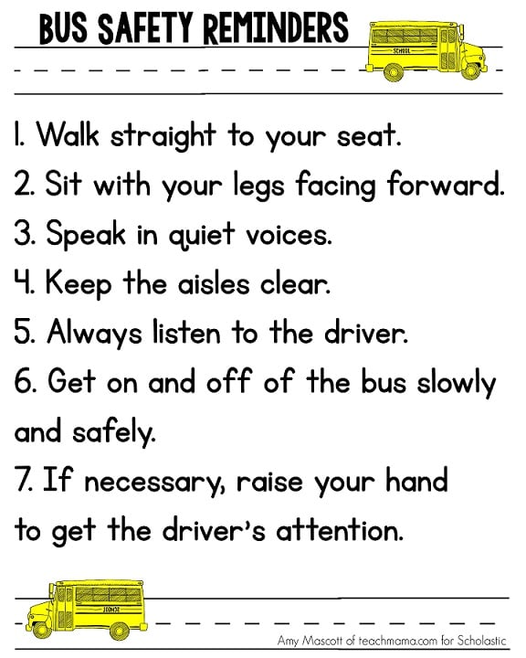 Free Printable School Free Bus Safety Printables