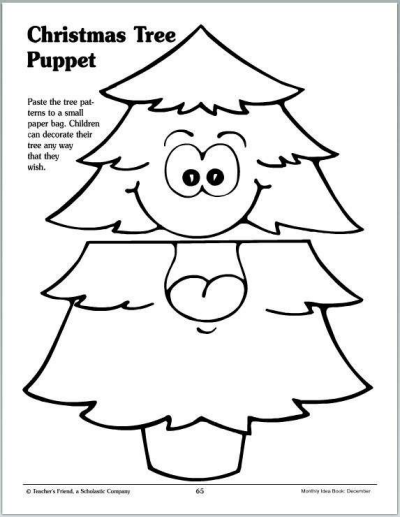 christmas tree puppet  worksheets  printables  scholastic