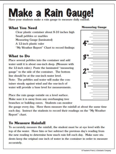 Make a Rain Gauge  Worksheets & Printables  Scholastic 