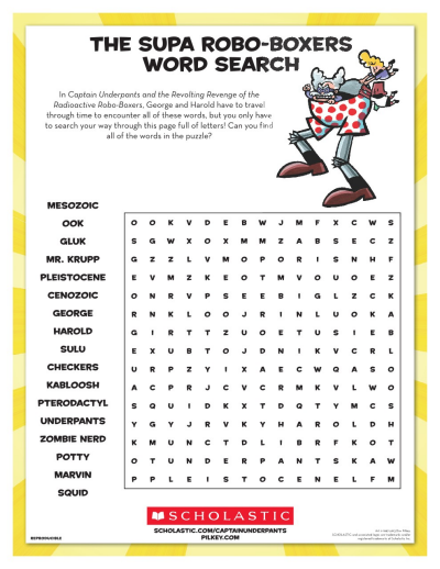 The Supa Robo Boxers Word Search Scholastic Parents