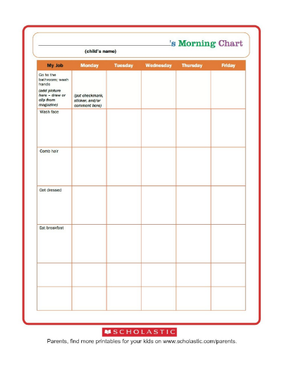 Customizable Morning Routine Chart