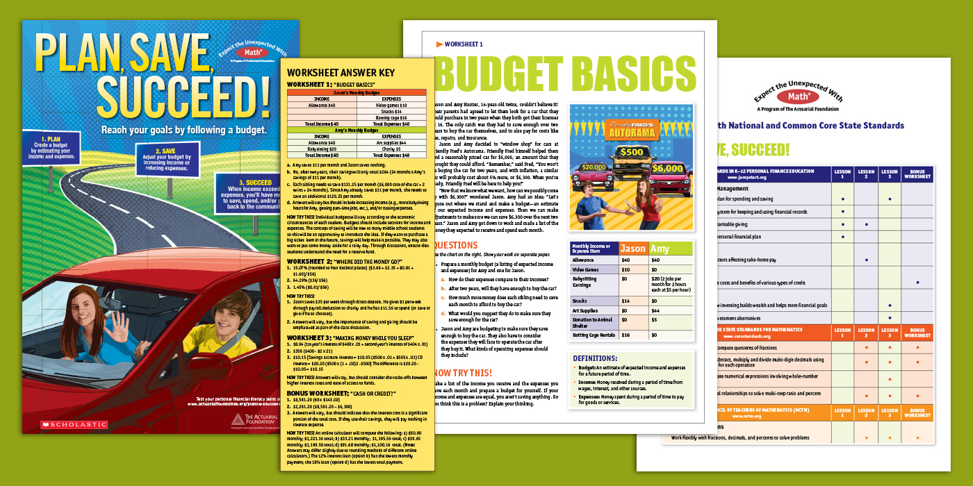 Lesson Plan: Basics in Building a Budget Inside The Student Budget Worksheet Answers