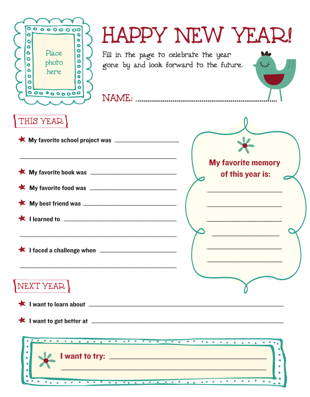 Printable New Year's Resolution Template Scholastic
