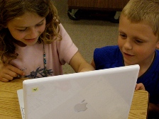 Students publishing digital stories.