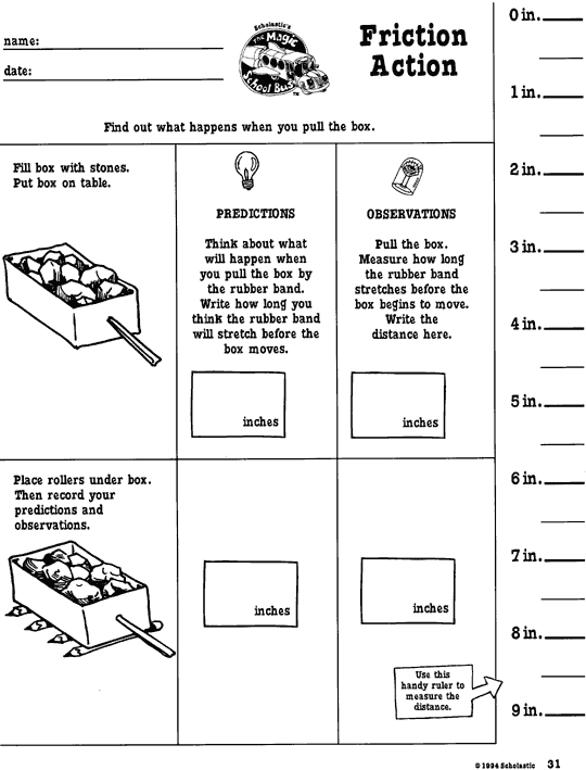 FRICTION ACTION printable activity sheet