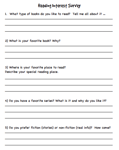 Free Reading Survey For Elementary Students - 1000 ideas about reading