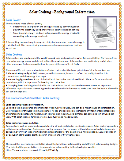 Solar Oven Temperature Chart