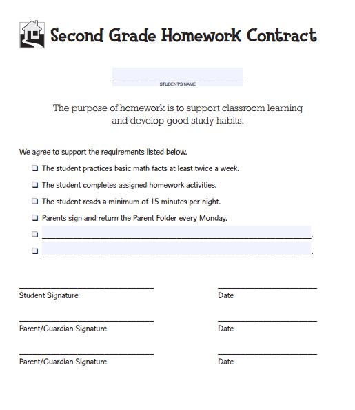 Homework Chart For Middle School