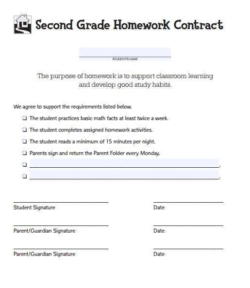 Free printable homework contract