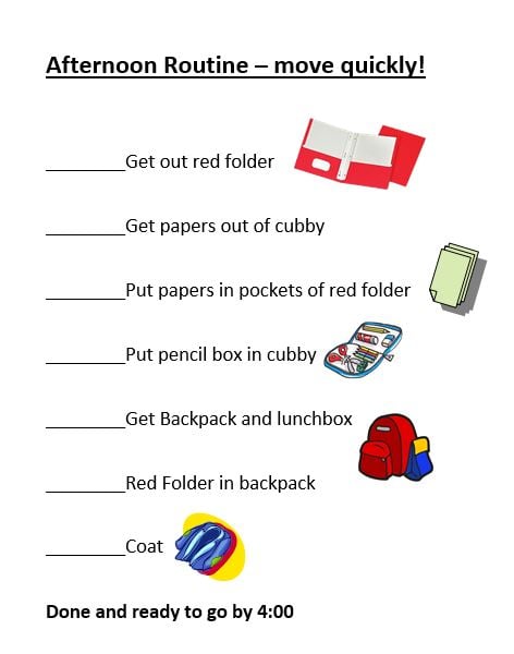 Classroom Routine Chart