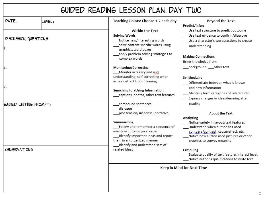 Scholastic Guided Reading Chart