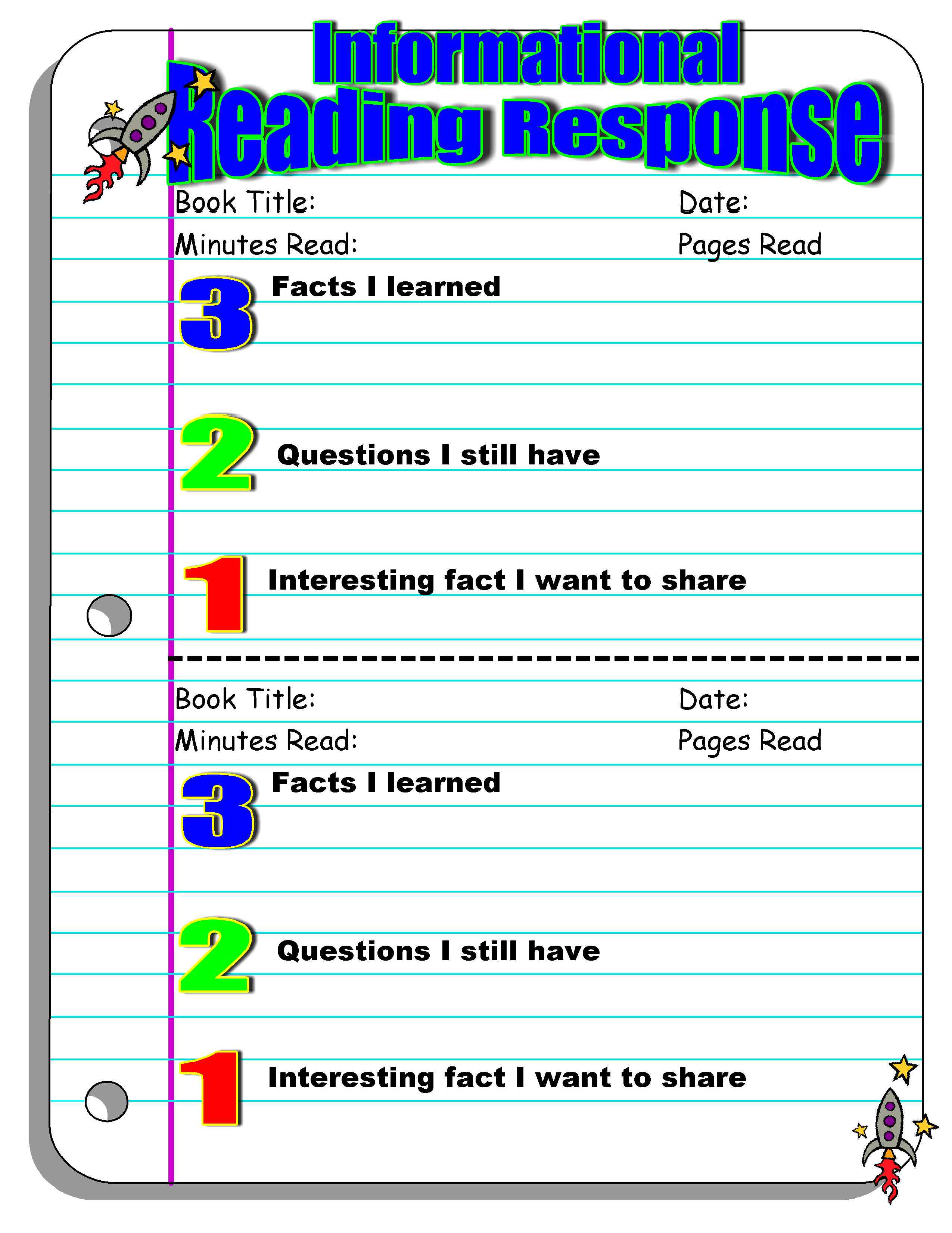 reading response template nceac
