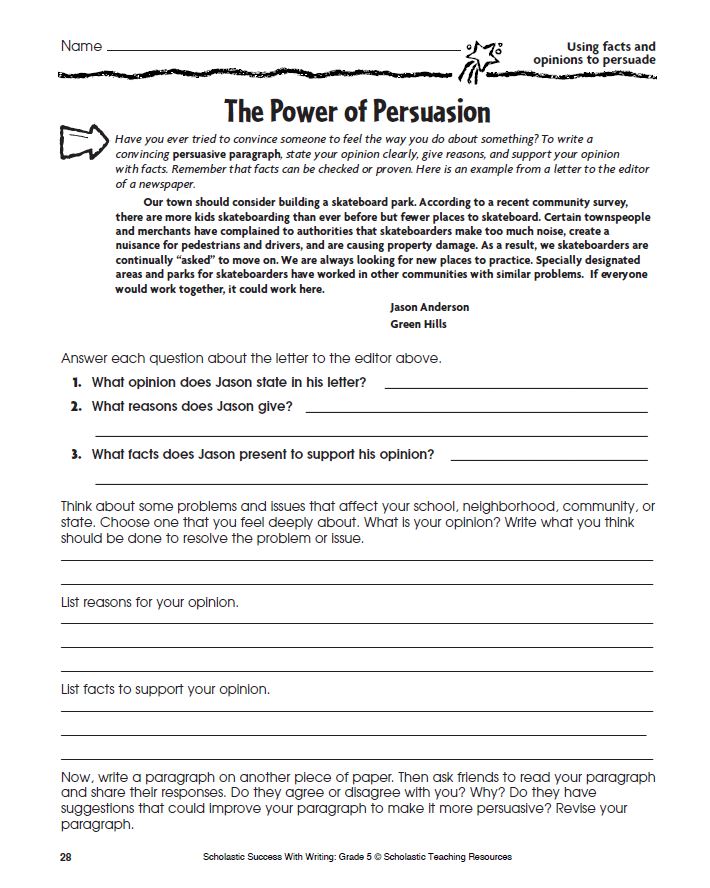 persuasive writing examples grade 8