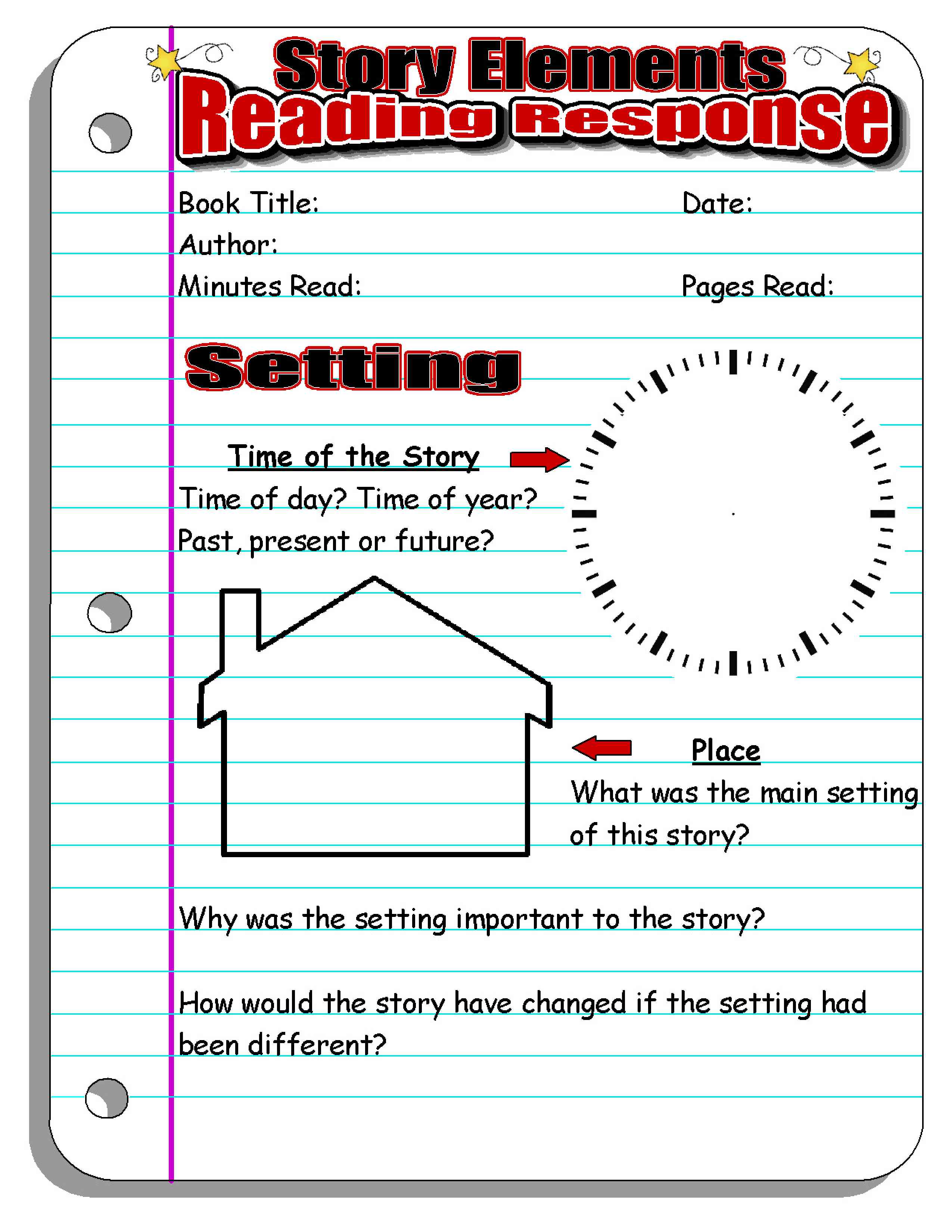 Reading Response Worksheet 5th Grade Topic Sentence