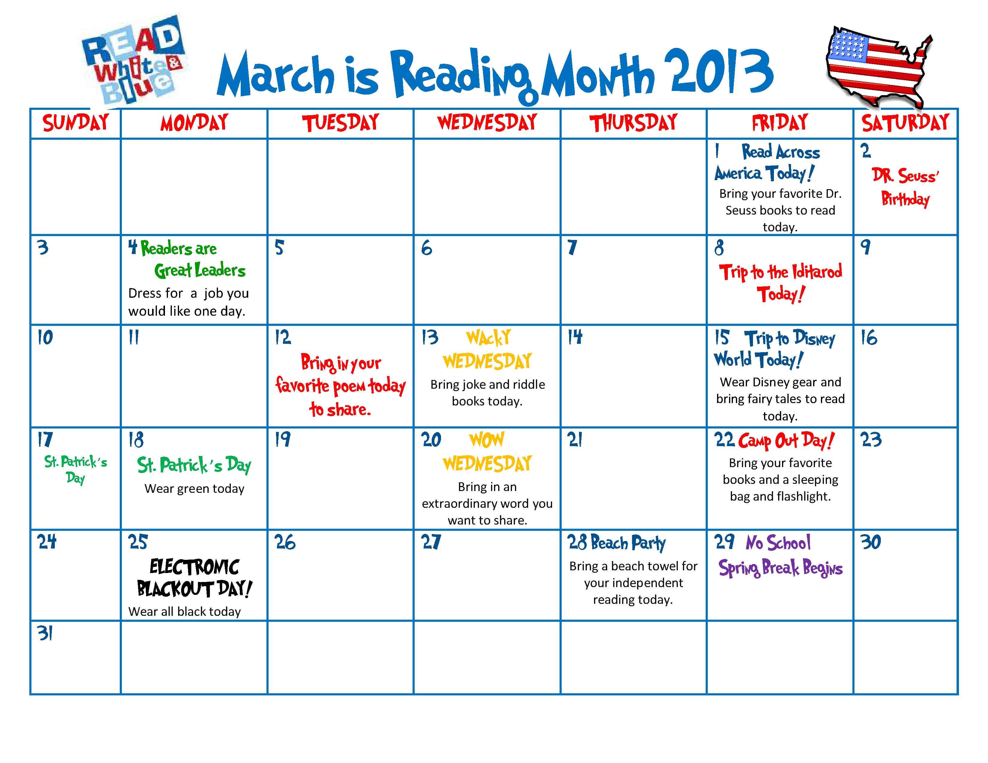 Monthly Reading Calendar - Noell Angelina