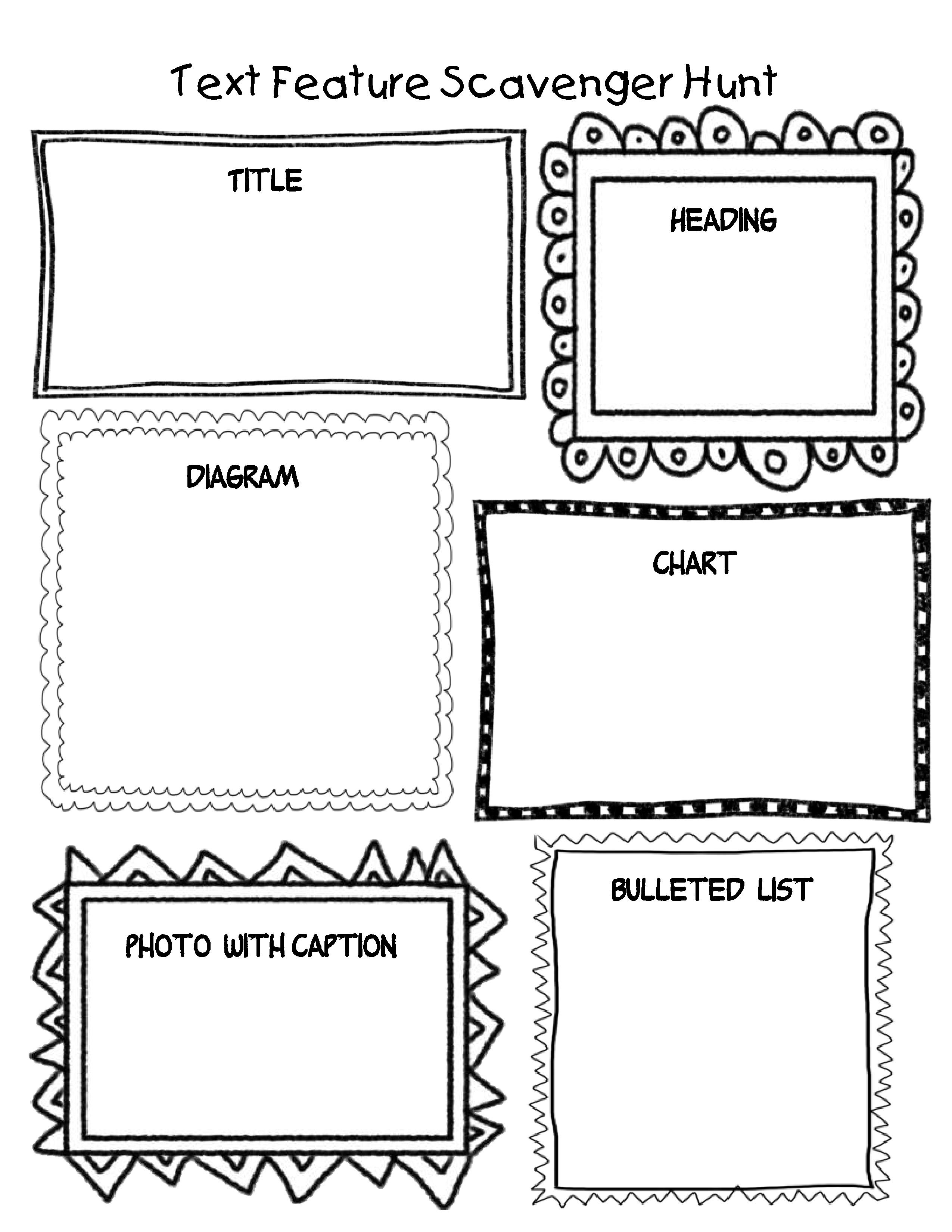 Text Features Chart Elementary