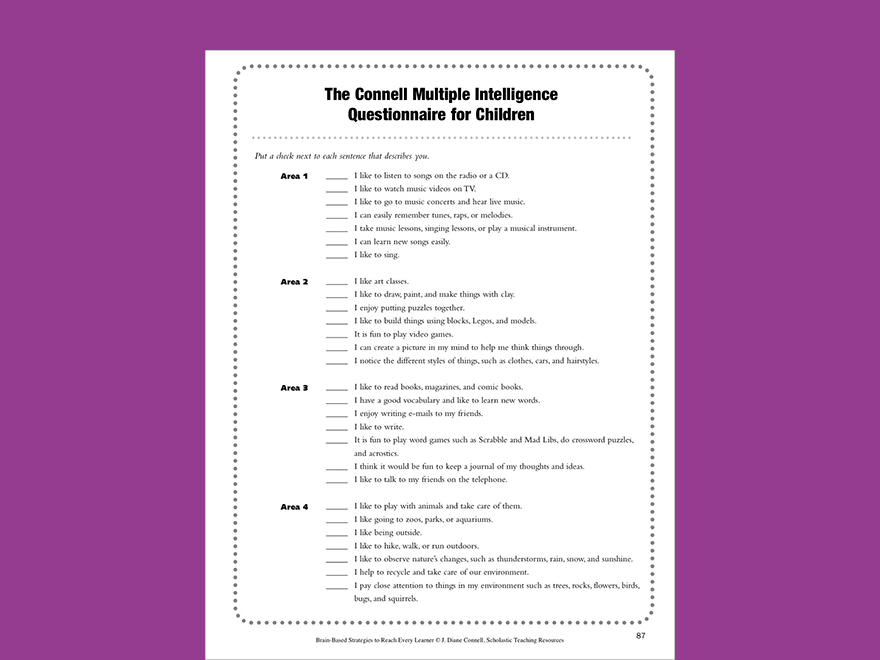 Multiple Intelligence Chart Printable